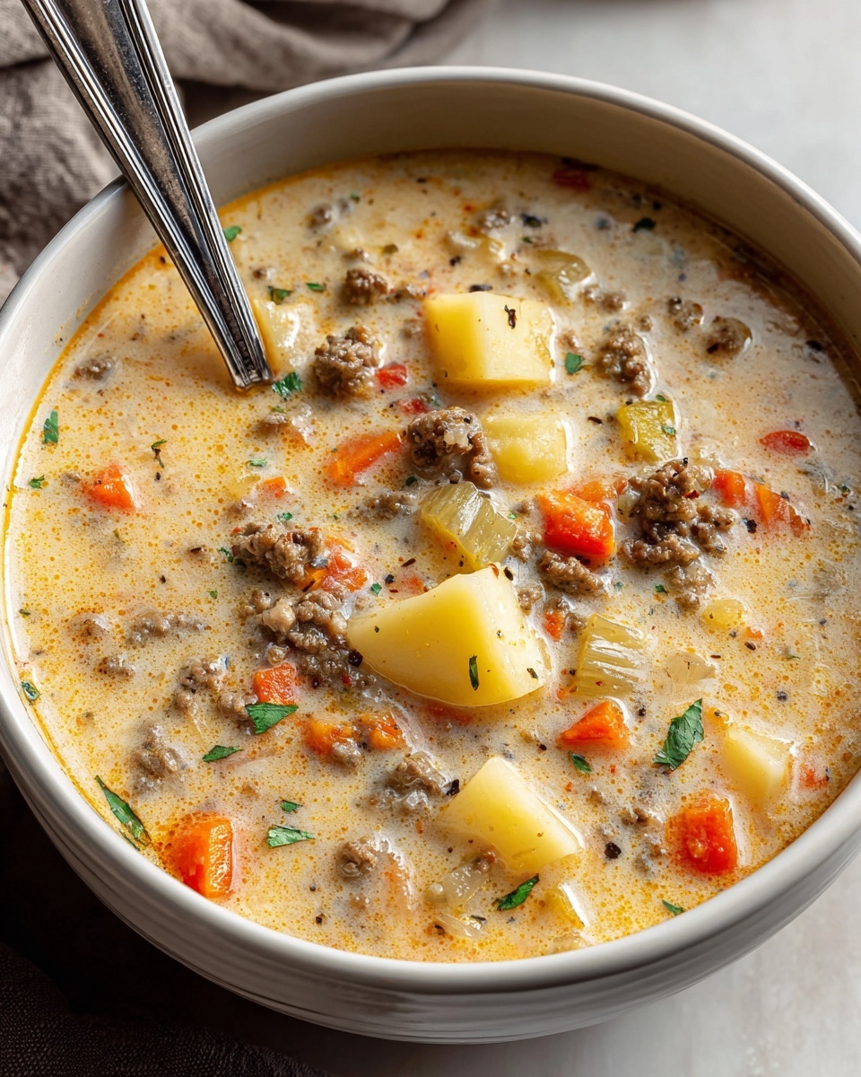 Easy Slow Cooker Cheeseburger Soup Recipe - Recipe Image