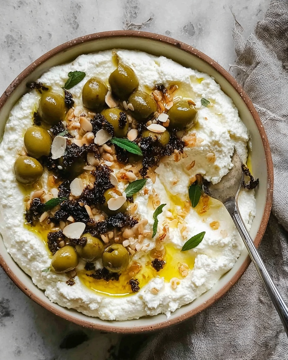 Ricotta with Crushed Olives, Almonds & Lemon Recipe - Recipe Image