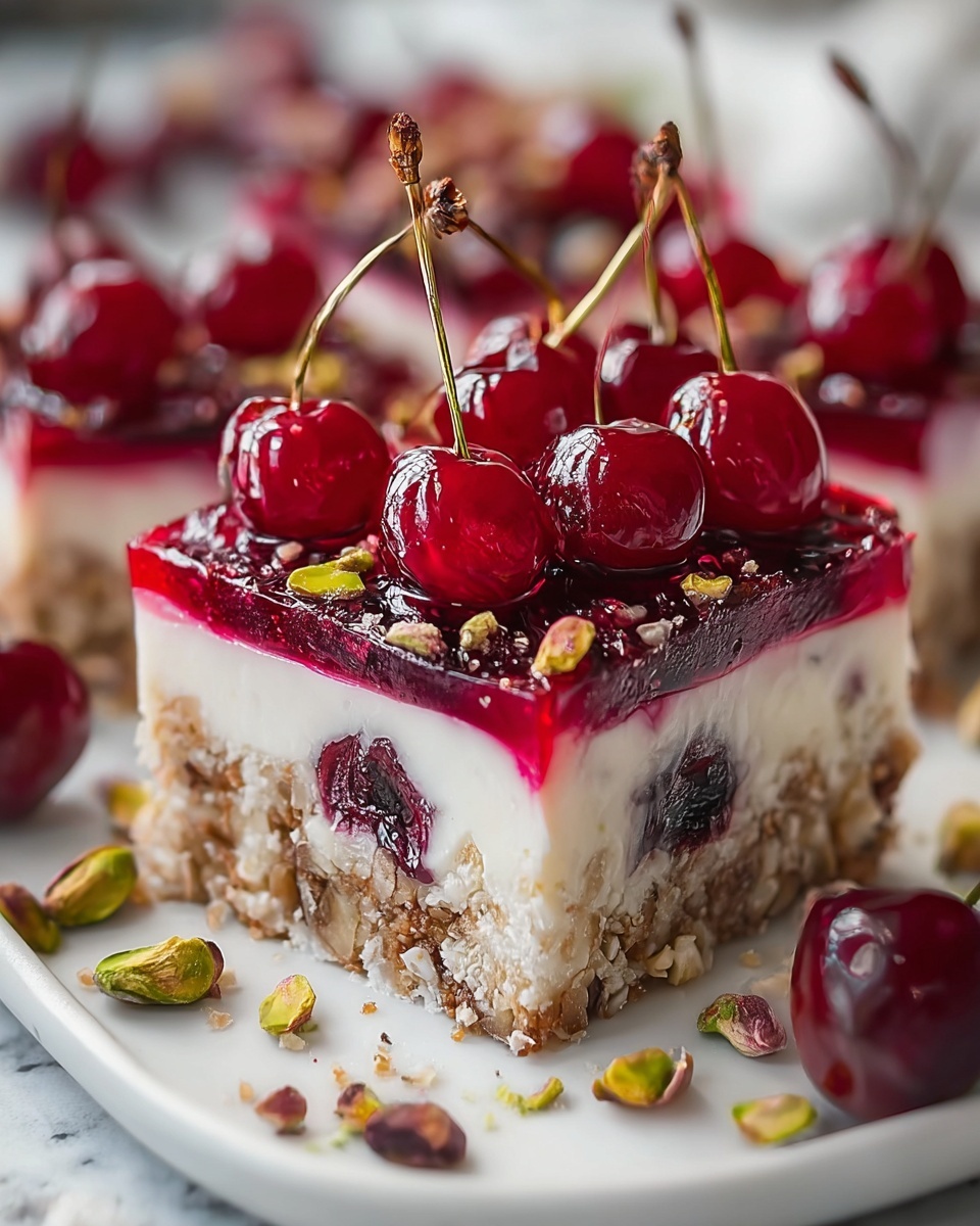 Heavenly Cherry Pistachio Cheesecake Bars Recipe - Recipe Image