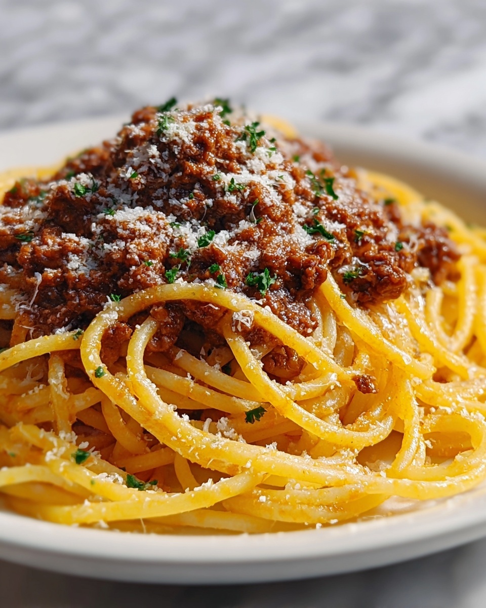 Garlic Butter Parmesan Spaghetti with Savory Beef Recipe - Recipe Image