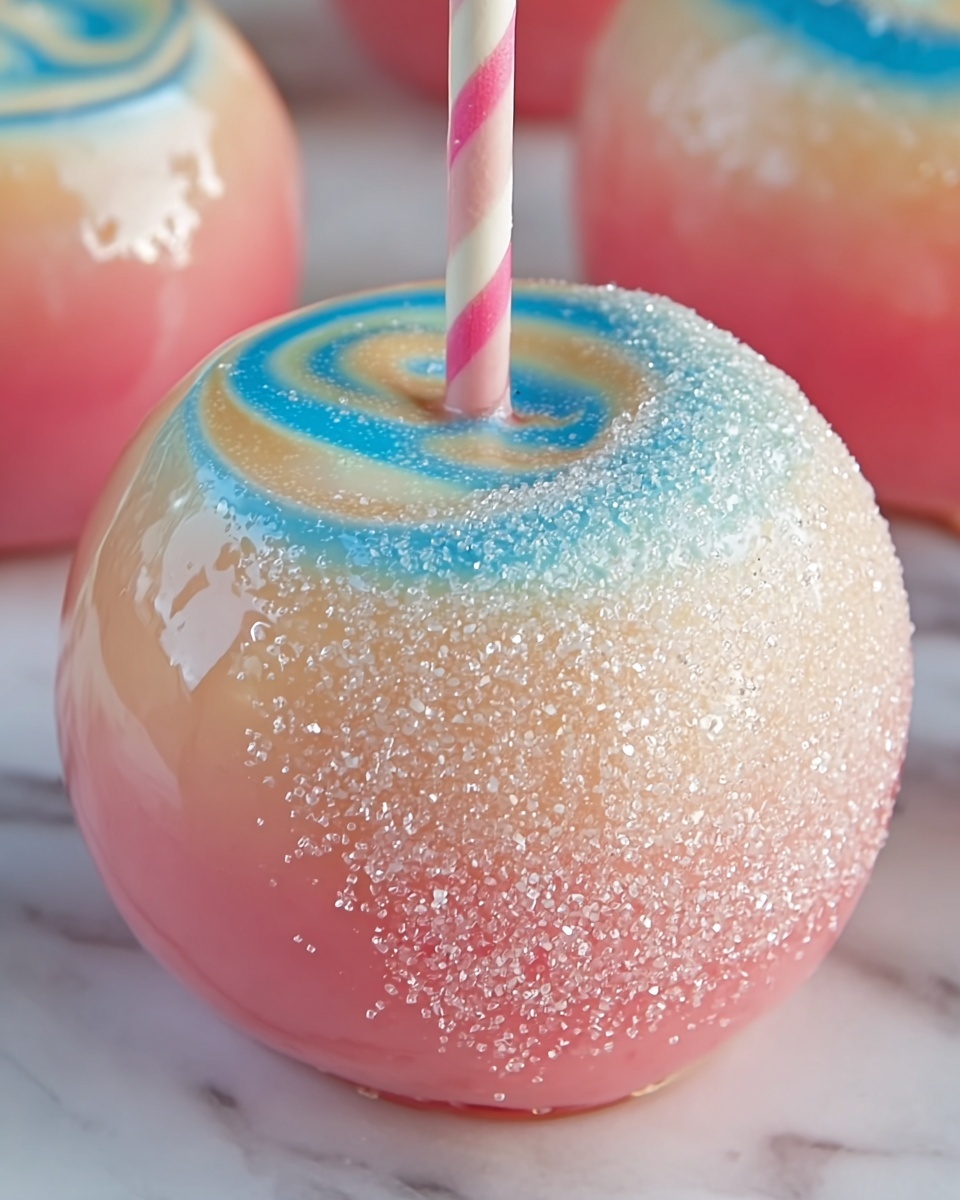 Cotton Candy Swirl Candy Apples Recipe - Recipe Image