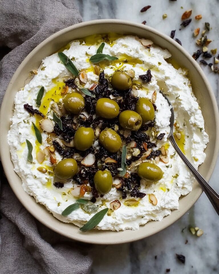 Ricotta with Crushed Olives, Almonds & Lemon Recipe