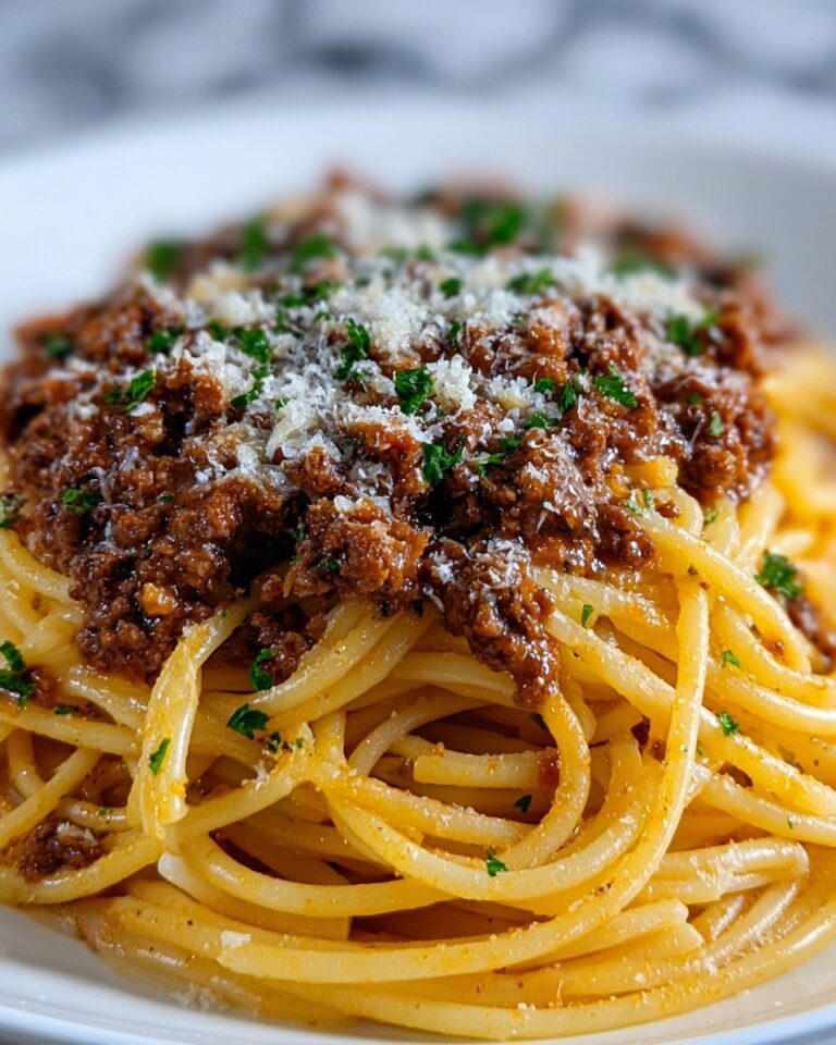 Garlic Butter Parmesan Spaghetti with Savory Beef Recipe
